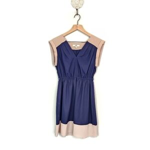 100% Silk Navy and Beige Dress